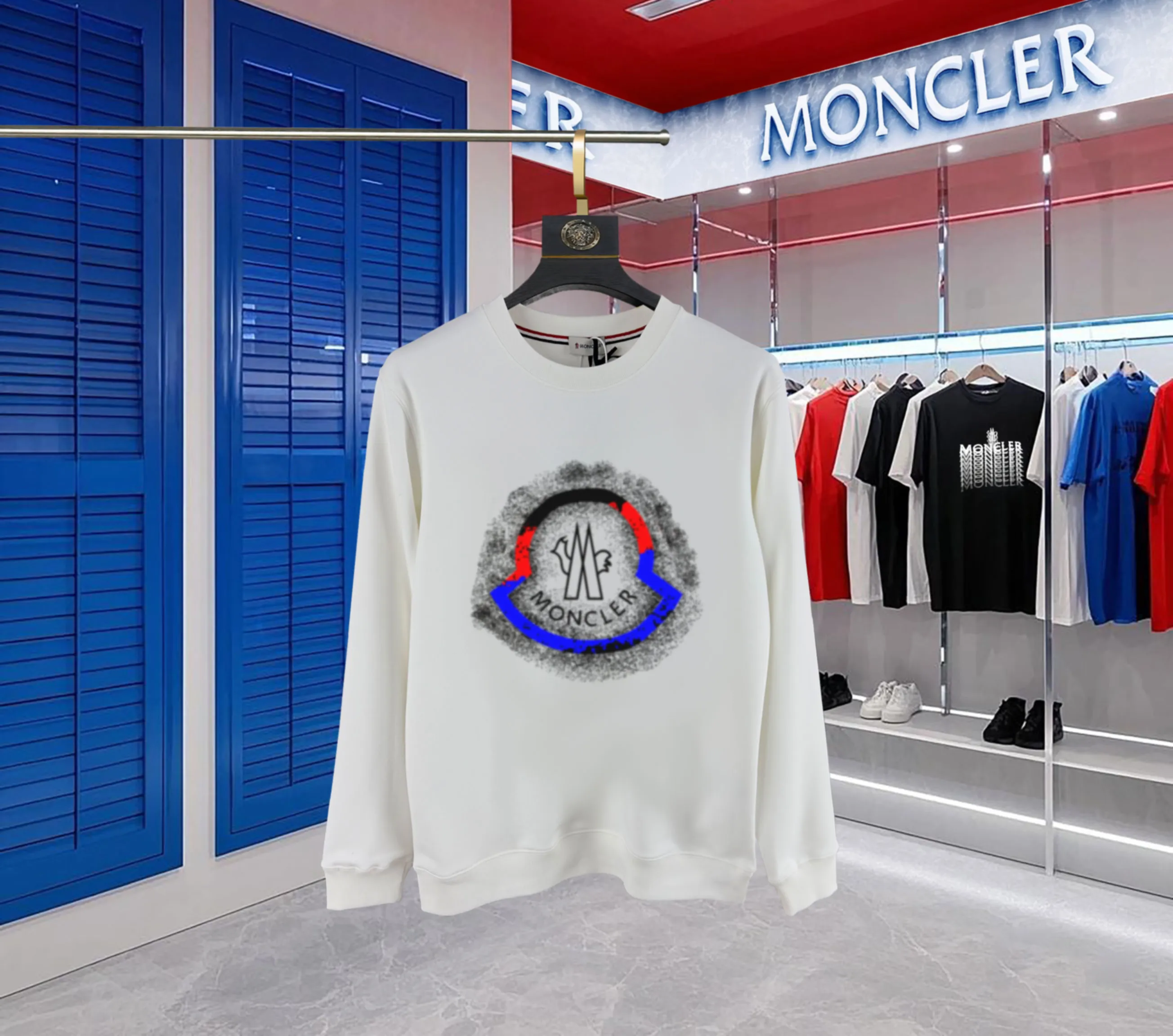 【 In Stock】 〖 𝐌𝐎𝐍𝐂𝐋𝐄𝐑~ 〗 440g ， 😎 ， ， Factory 2025 T ， ， Premium LOGO， Same Style ：Black White Size：S M L XL 2XL